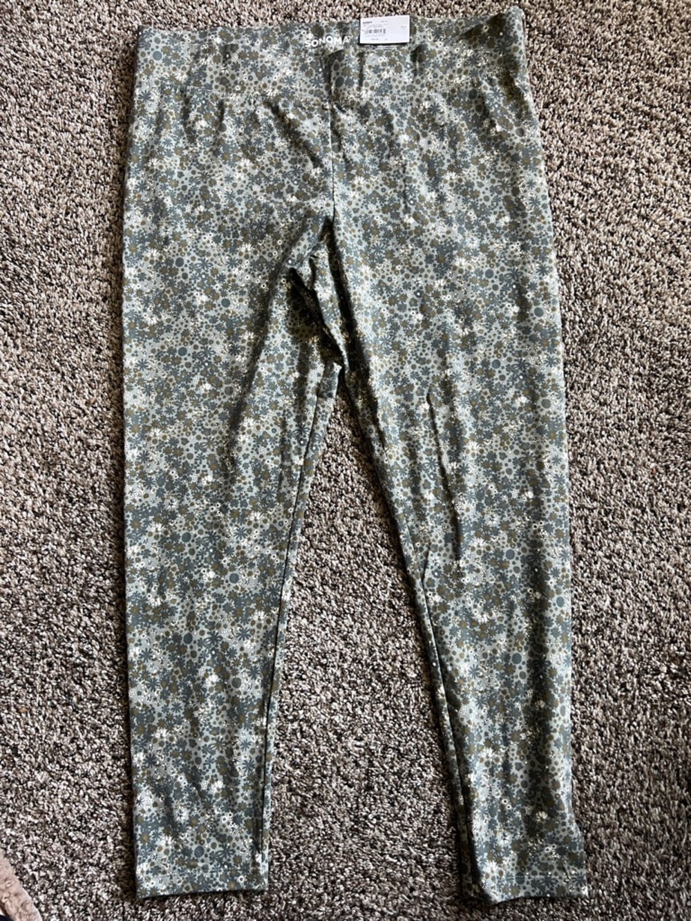 Sonoma Olive Green Floral Print Leggings